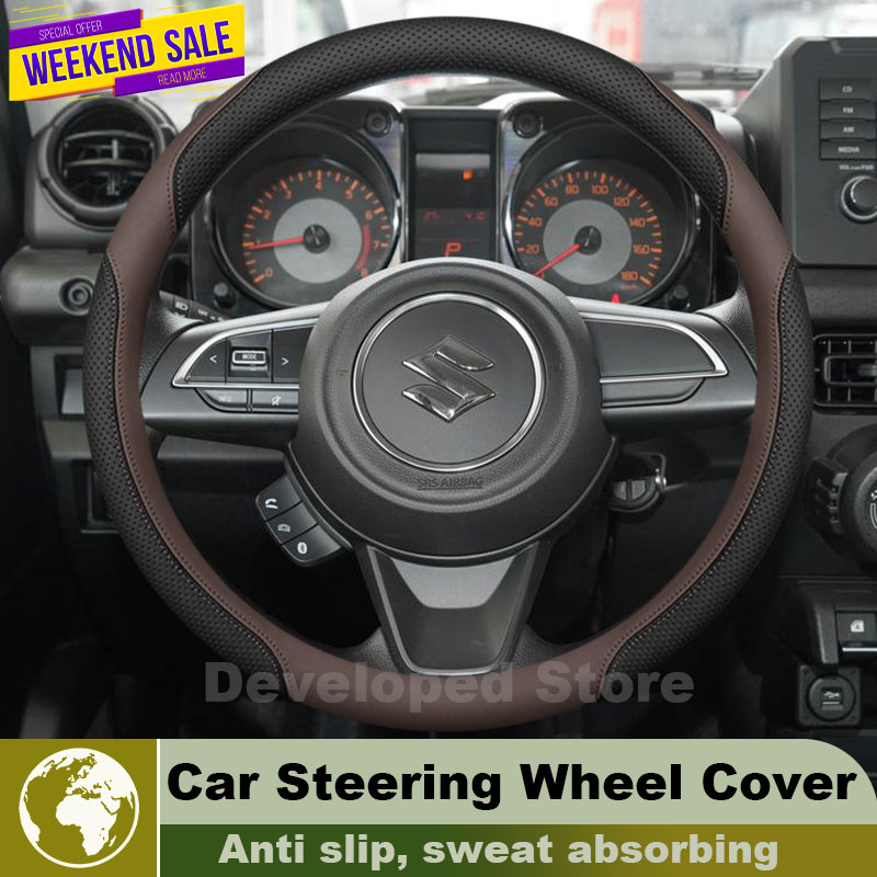 Car Steering Wheel Cover Anti Slip Breathable - Leather Car Steering Wheel Cover For
