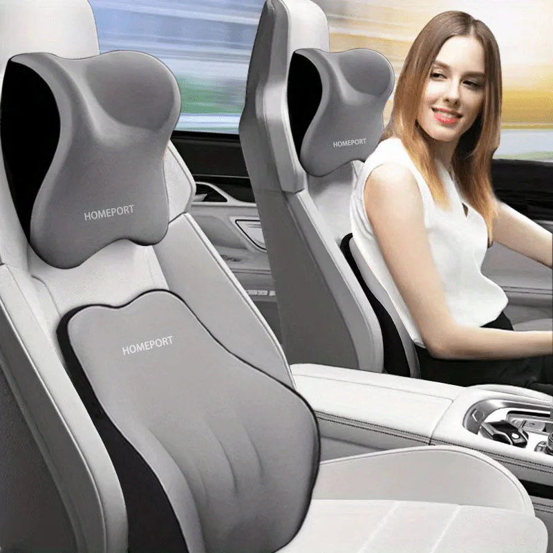 Memory Foam Car Neck Pillow Lumbar Support - Car Memory Foam Headrest Set Car