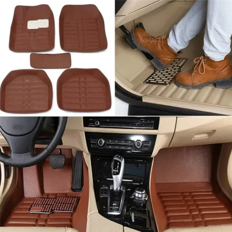 Car Floor Mats Universal Waterproof Leather - 5pcs Premium Easy Clean Waterproof Auto