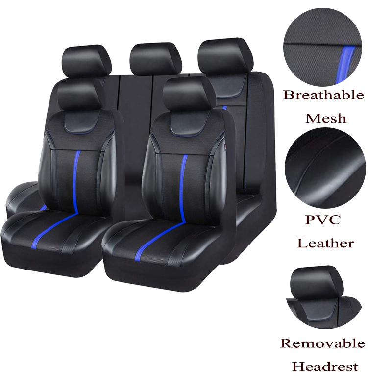 AUTOKING PU Leather And Mesh C - Leather Car Seat Covers Full Set Universal review and price