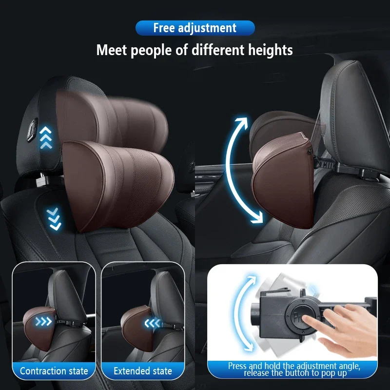 Leather Car Seat Headrest Cush - Memory Foam Car Neck Pillow Lumbar Support review and price