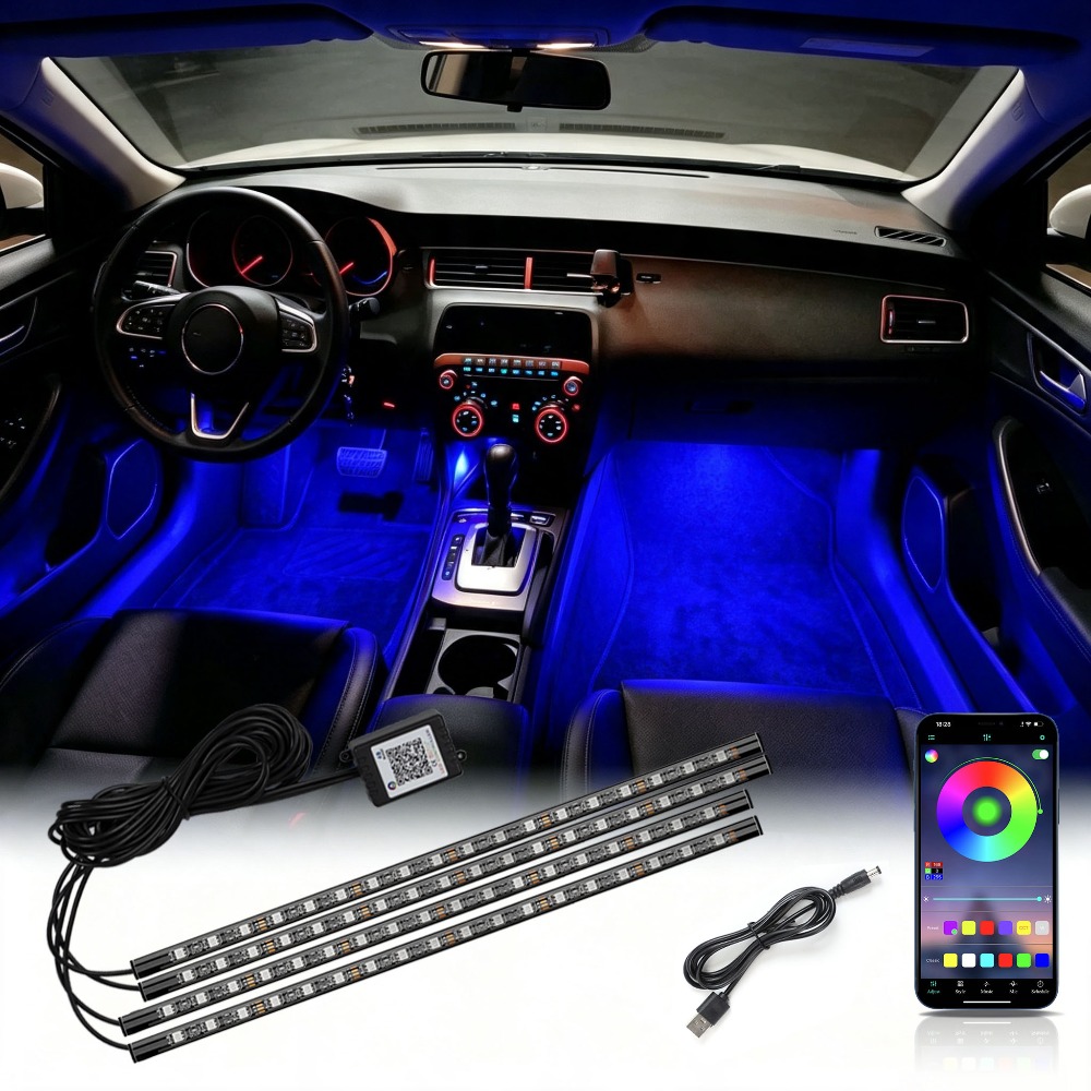 Multi-mode RGB Neon Car Interi - Led Ambient Interior Car Lights App Control review and price