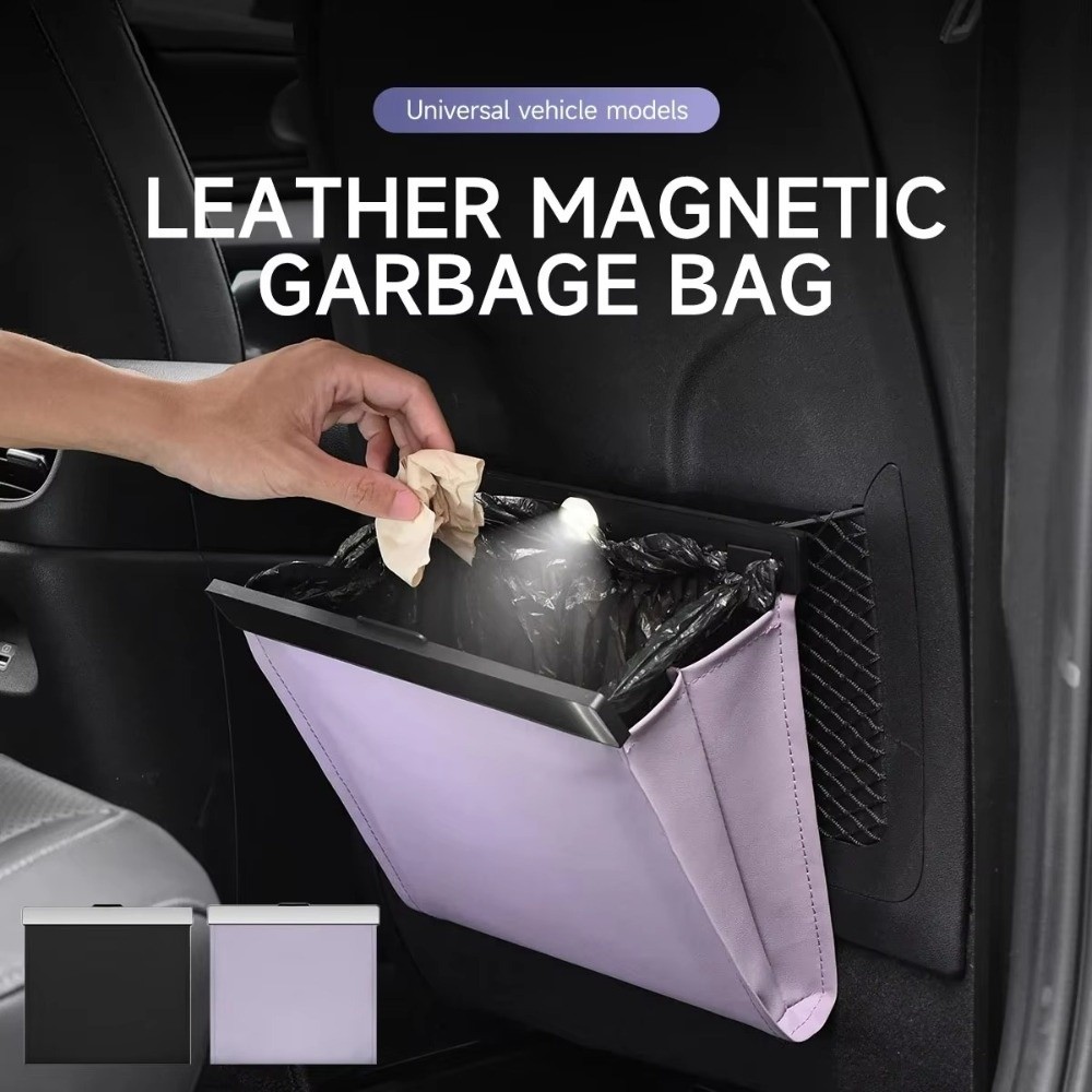 PU Leather Car Trash Bag with  - Waterproof Car Trash Can With Lid review and price