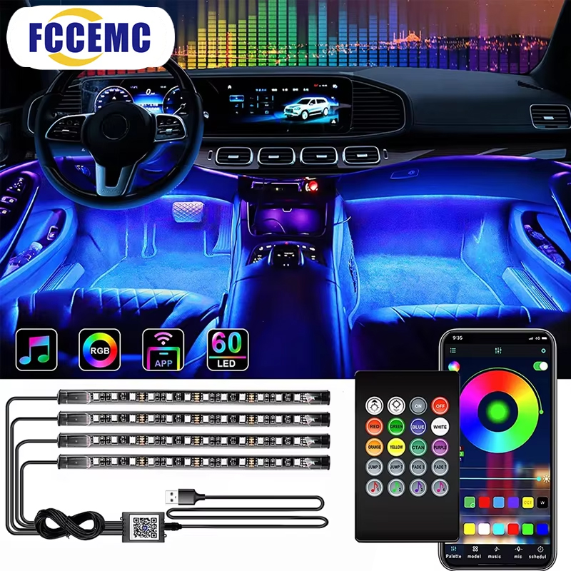 RGB Backlight Remote App Music - Led Ambient Interior Car Lights App Control review and price