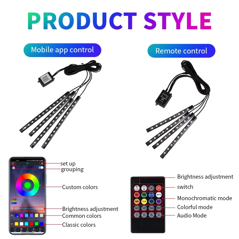 RGB Backlight Remote App Music - Led Ambient Interior Car Lights App Control review and price