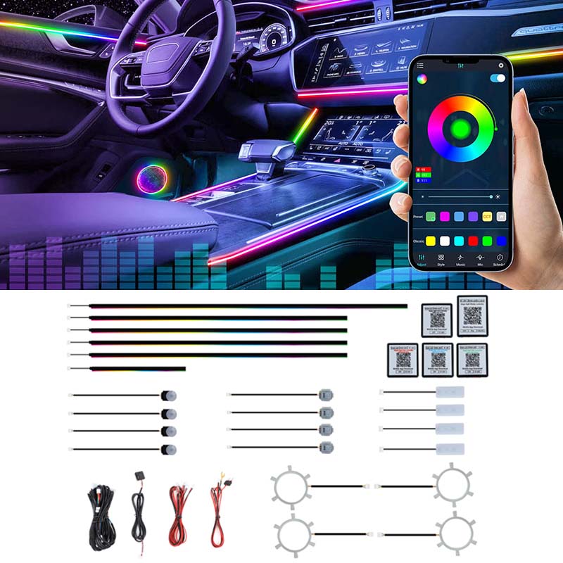 22 in 1 Dream Color RGB Dynami - Led Ambient Interior Car Lights App Control review and price