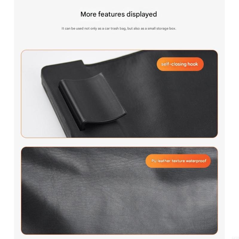 Car PU Leather Trash Bag Hangi - Waterproof Car Trash Can With Lid review and price