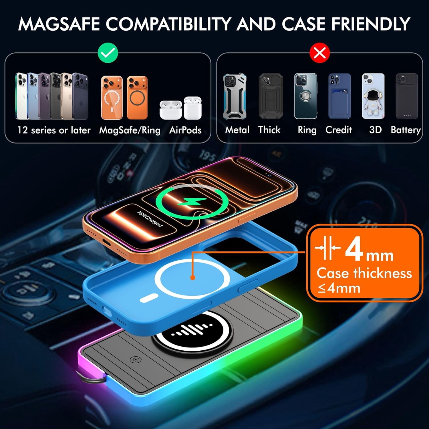 15W Magnetic Wireless Car Char - Wireless Car Charger Mount Fast Charging review and price