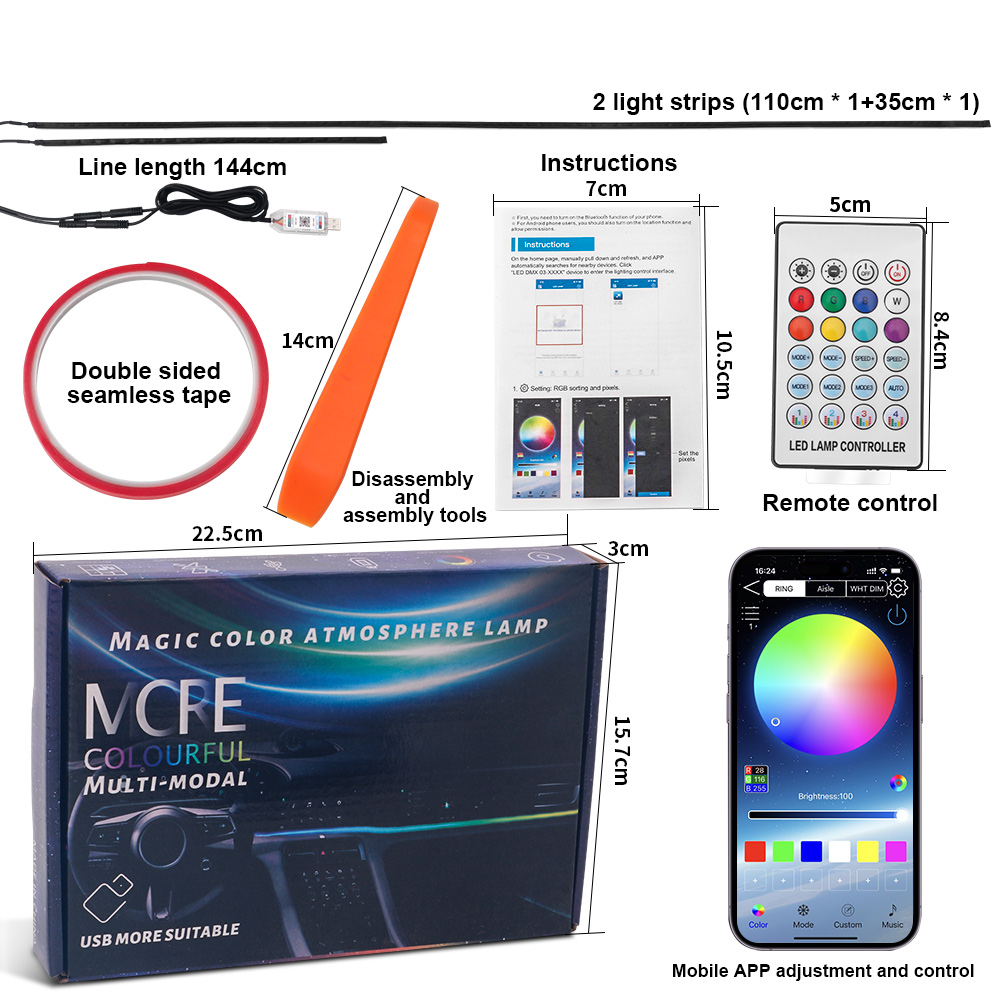 64 colors USB Car LED Ambient  - Led Ambient Interior Car Lights App Control review and price