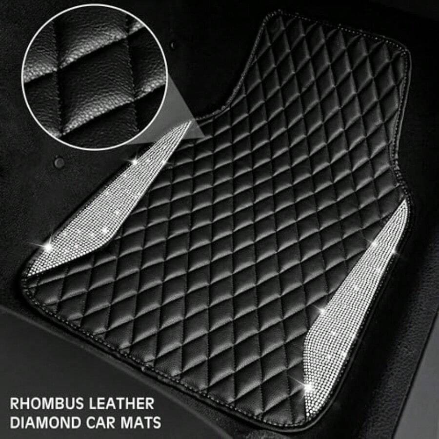 Leather Car Mats Shining Diamo - Car Floor Mats Universal Waterproof Leather review and price