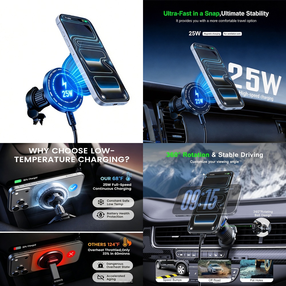 Strong 25W Magnetic Wireless C - Magnetic Phone Holder For Car Vent review and price