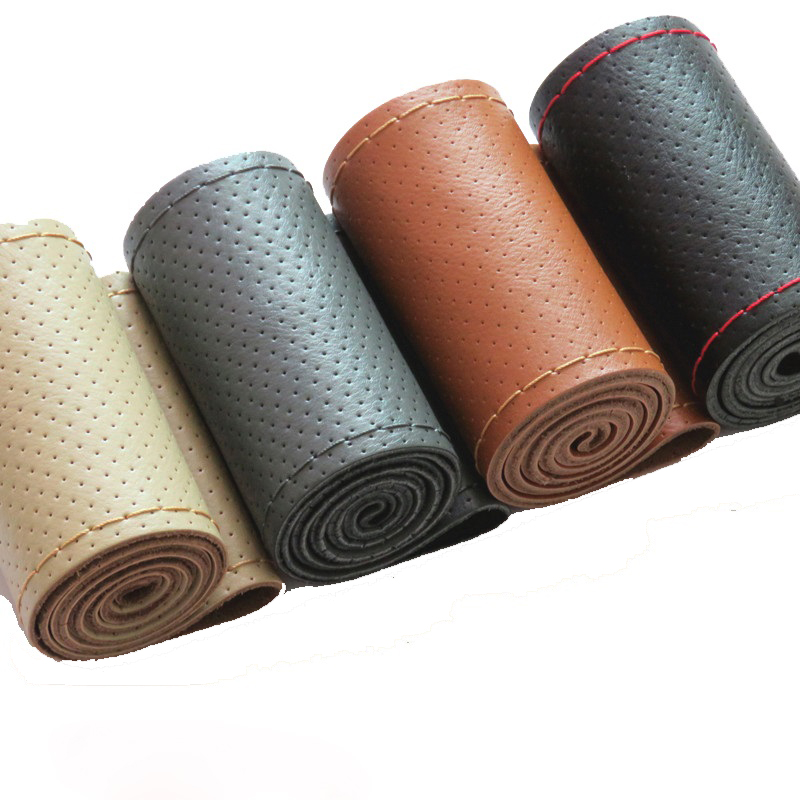 New 36 38 40cm Genuine Leather - Car Steering Wheel Cover Anti Slip Breathable review and price